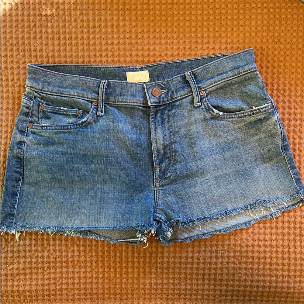 MOTHER denim jean shorts sz 28 tourist trap dropout wash